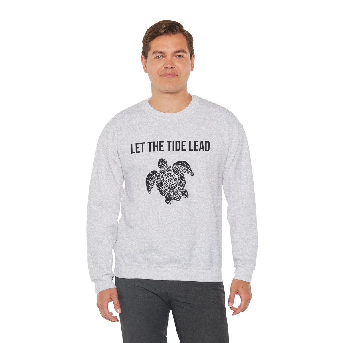 Turtle Crewneck Sweatshirt — "Let the Tide Lead" Coastal Graphic