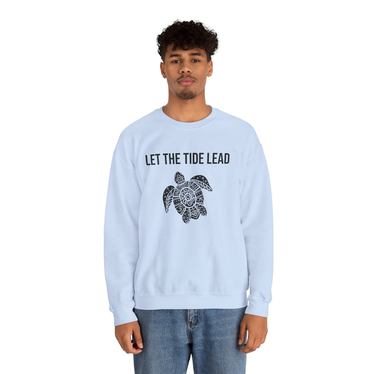 Turtle Crewneck Sweatshirt — "Let the Tide Lead" Coastal Graphic