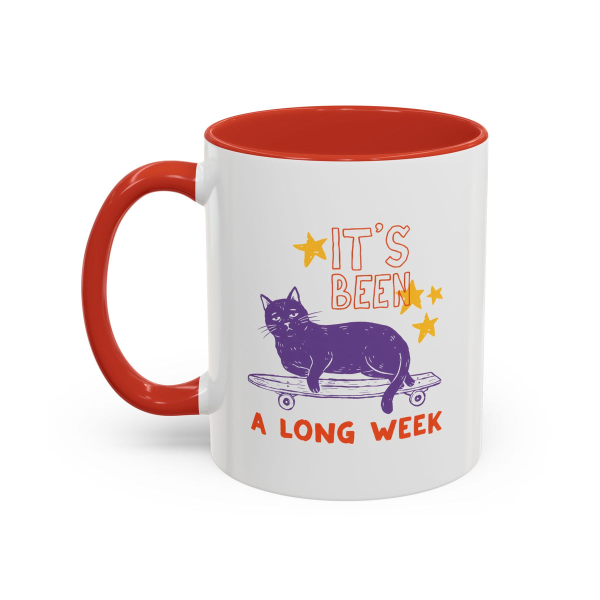 “It’s Been a Long Week” Cat on Skateboard Coffee Mug