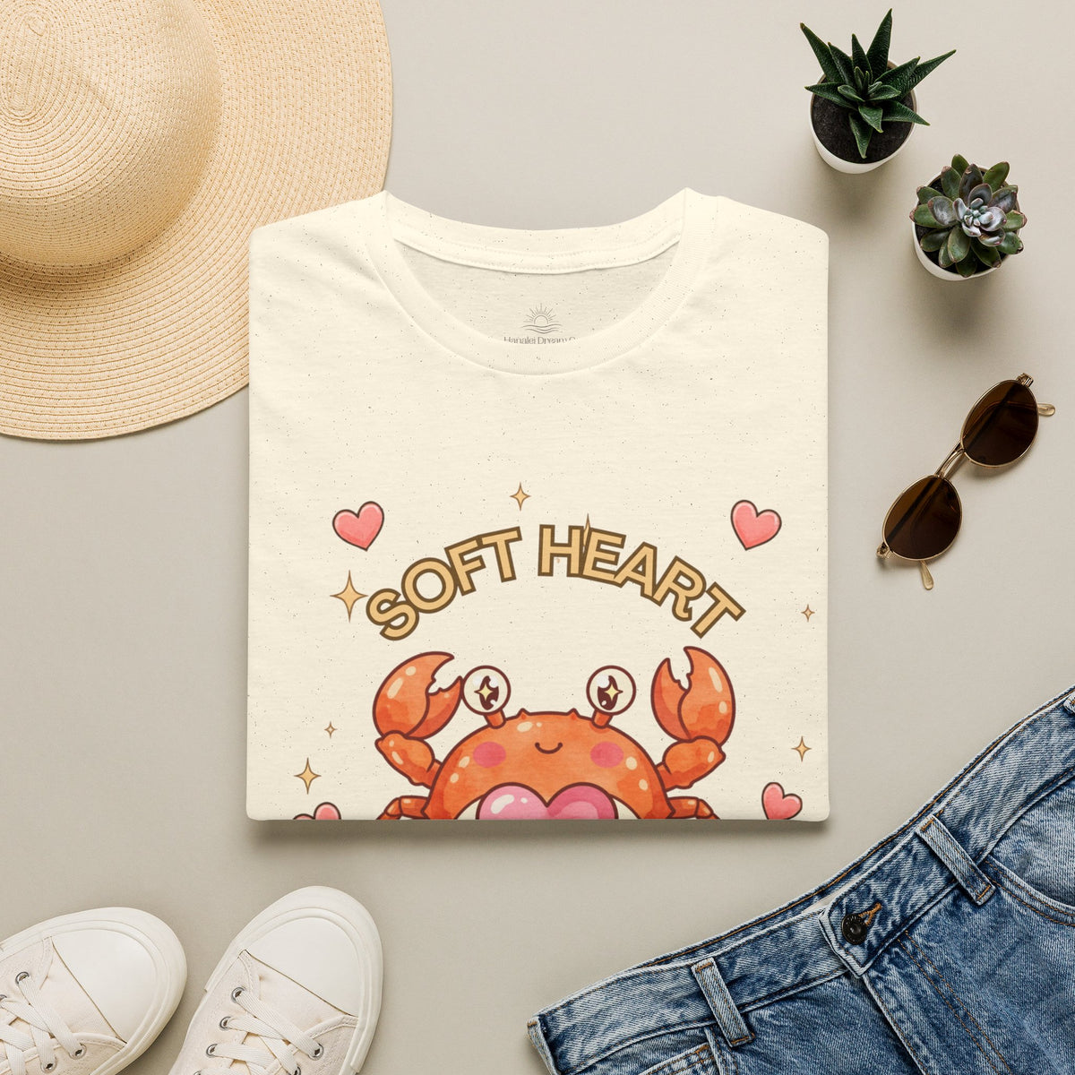 Soft Heart Sharp Claws Cute Crab T-Shirt, Ocean Graphic