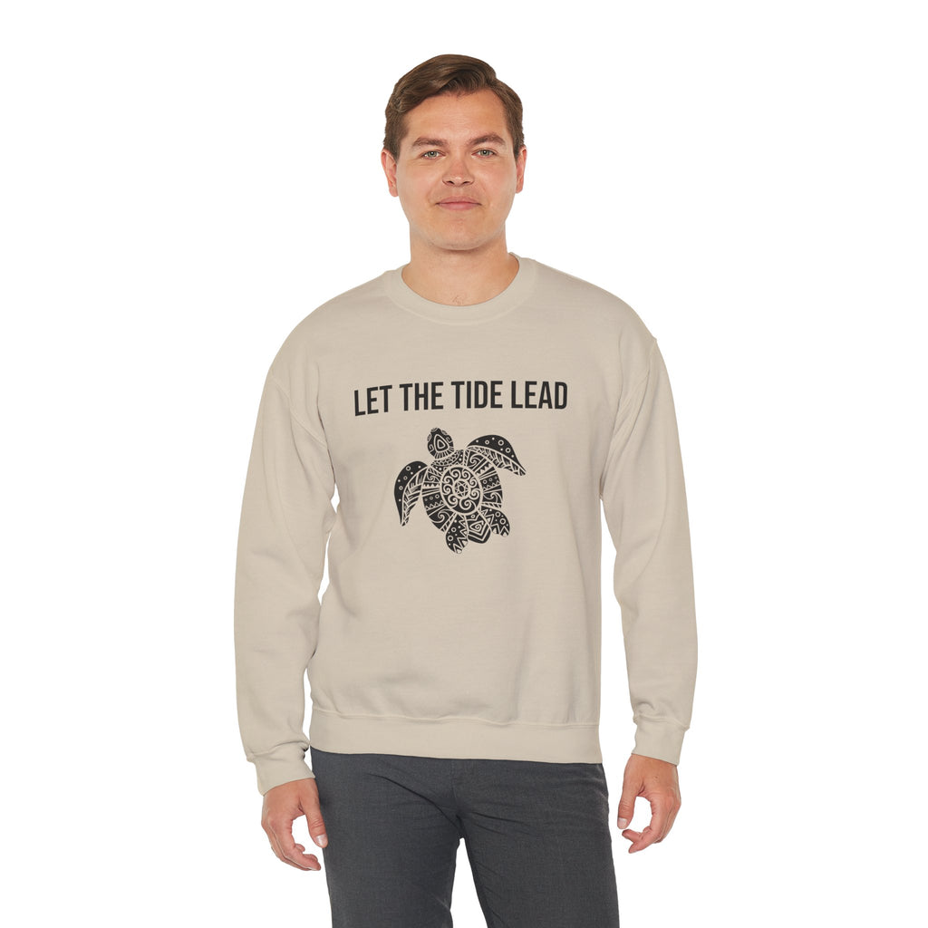 Turtle Crewneck Sweatshirt — "Let the Tide Lead" Coastal Graphic