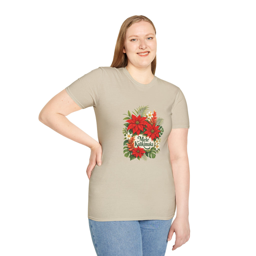Mele Kalikimaka Poinsettia Holiday T-Shirt