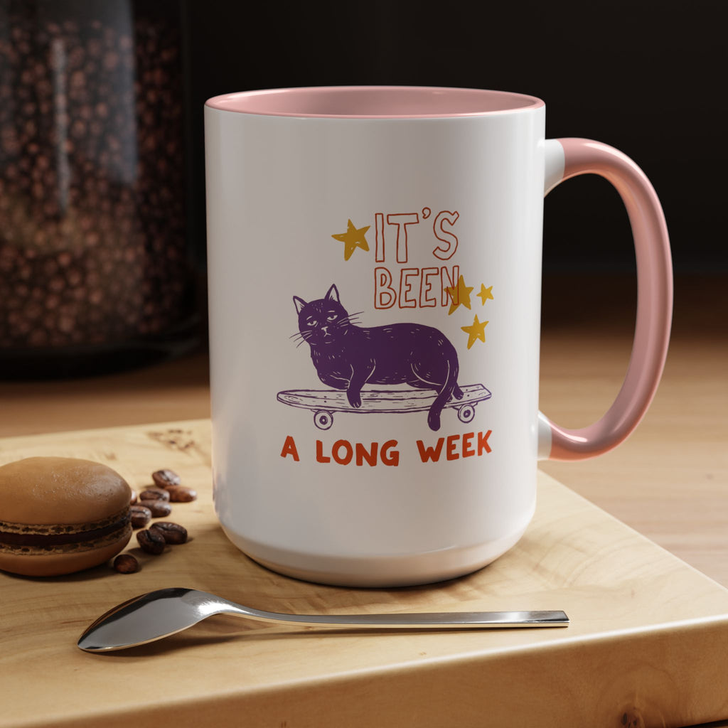 “It’s Been a Long Week” Cat on Skateboard Coffee Mug