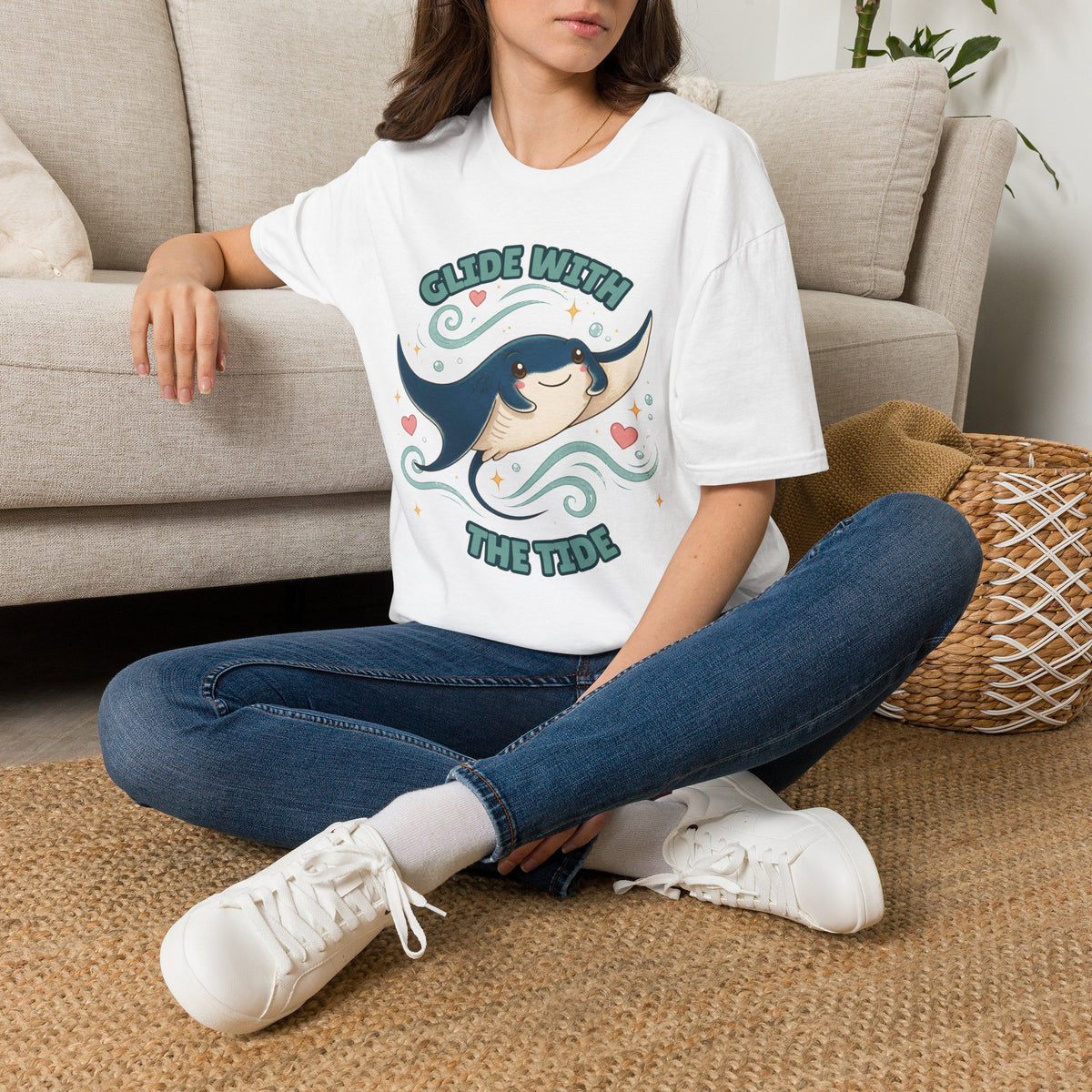 Manta Ray T-Shirt, Glide With the Tide Ocean Graphic