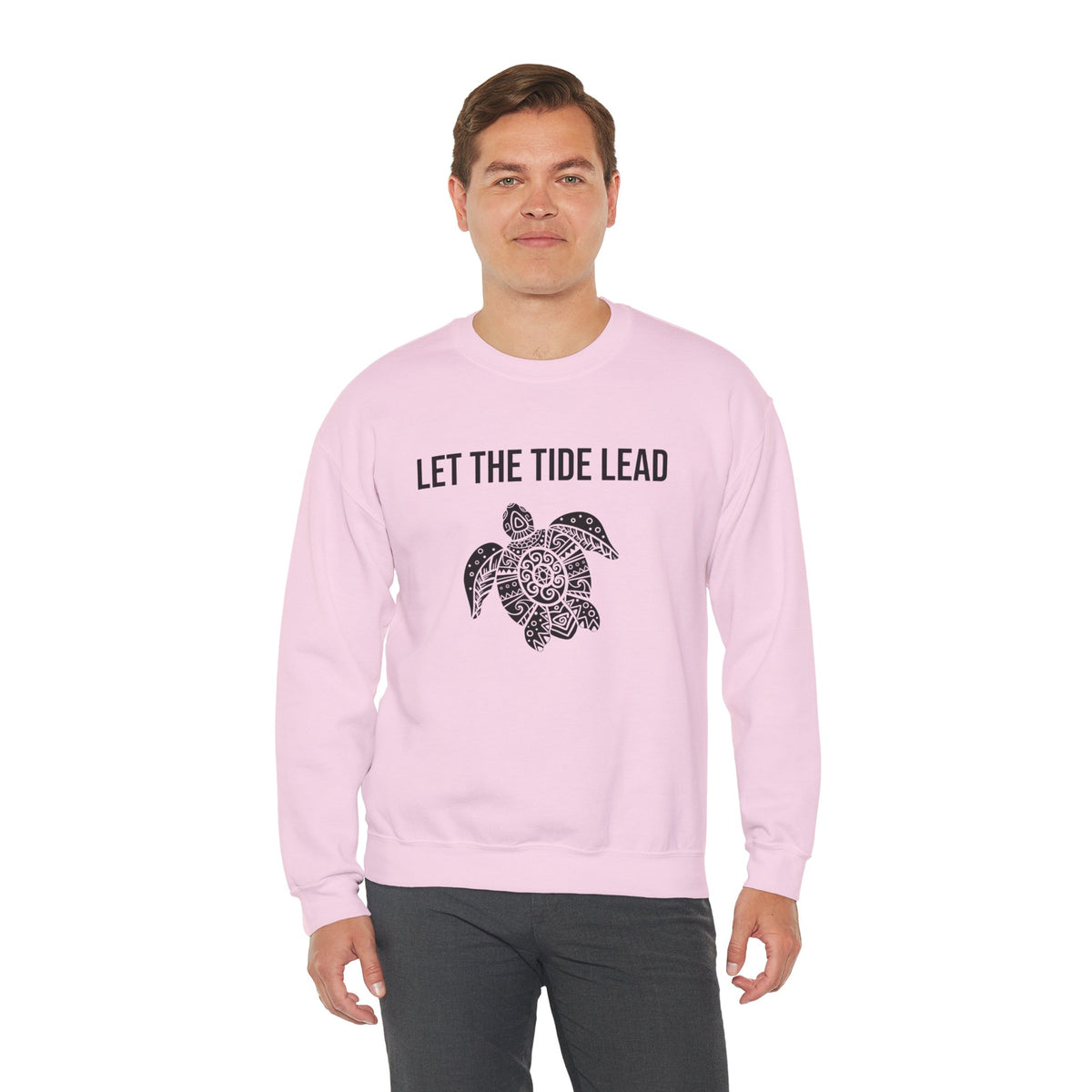 Turtle Crewneck Sweatshirt — "Let the Tide Lead" Coastal Graphic