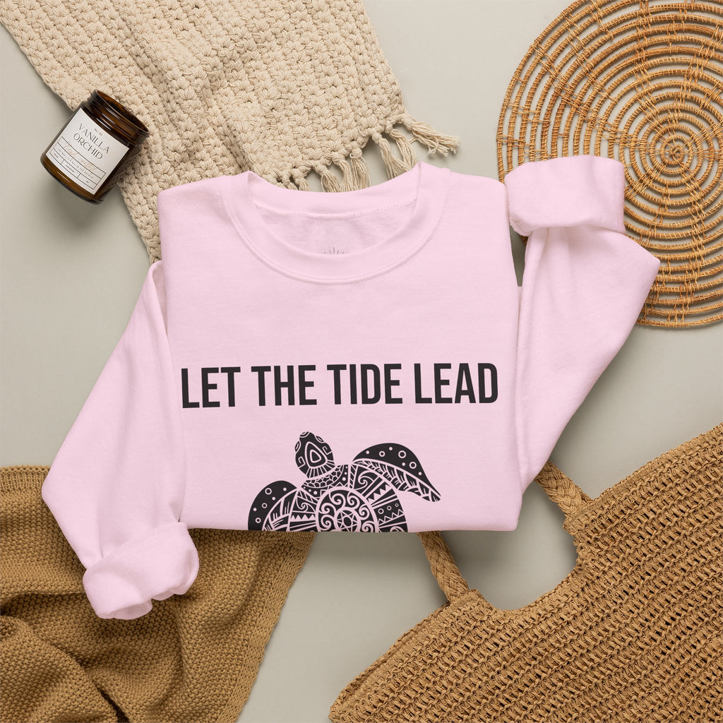 Turtle Crewneck Sweatshirt — "Let the Tide Lead" Coastal Graphic