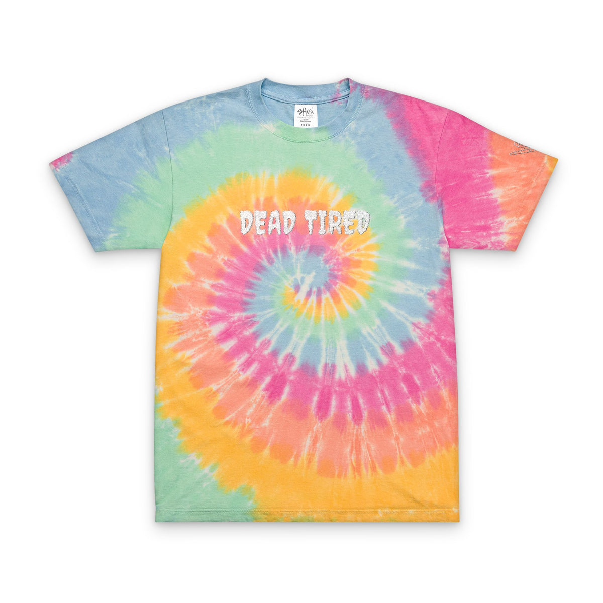 Embroidered "Dead Tired" Tie-Dye Spiral T-Shirt