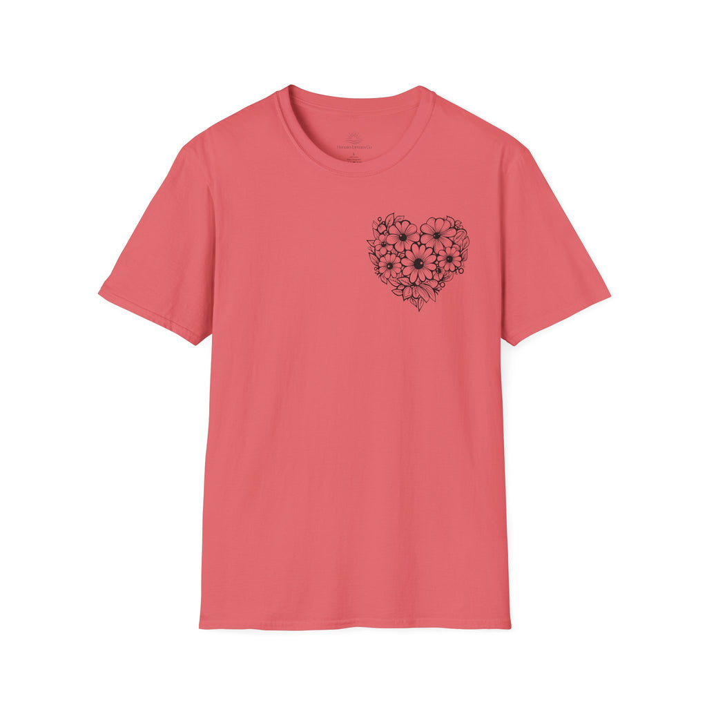 Bloom Kindly Floral Heart T-Shirt – Daisy Line Art