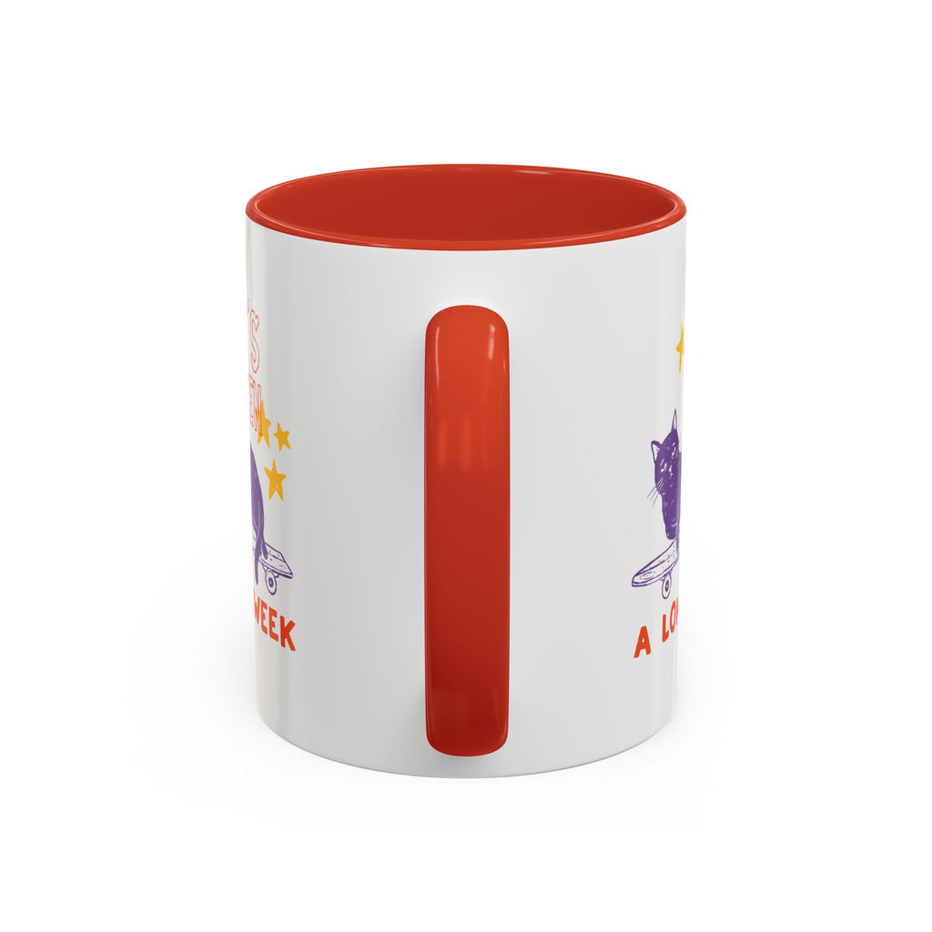“It’s Been a Long Week” Cat on Skateboard Coffee Mug