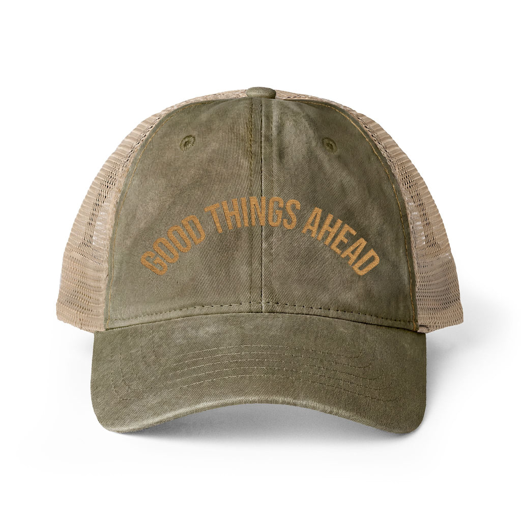 Women's Washed Mesh-Back Cap — Good Things Ahead