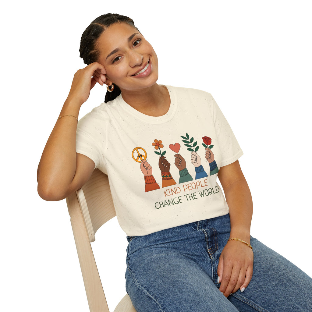 Kind People Change the World T-Shirt | Peace Flower Heart Rose Hands