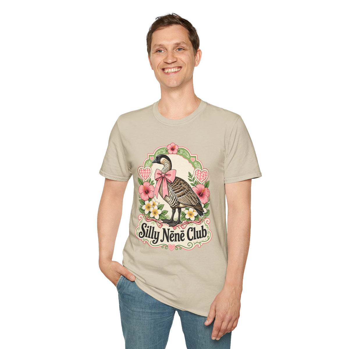 Silly Nēnē Club T-Shirt — Retro Hawaiian Goose Floral