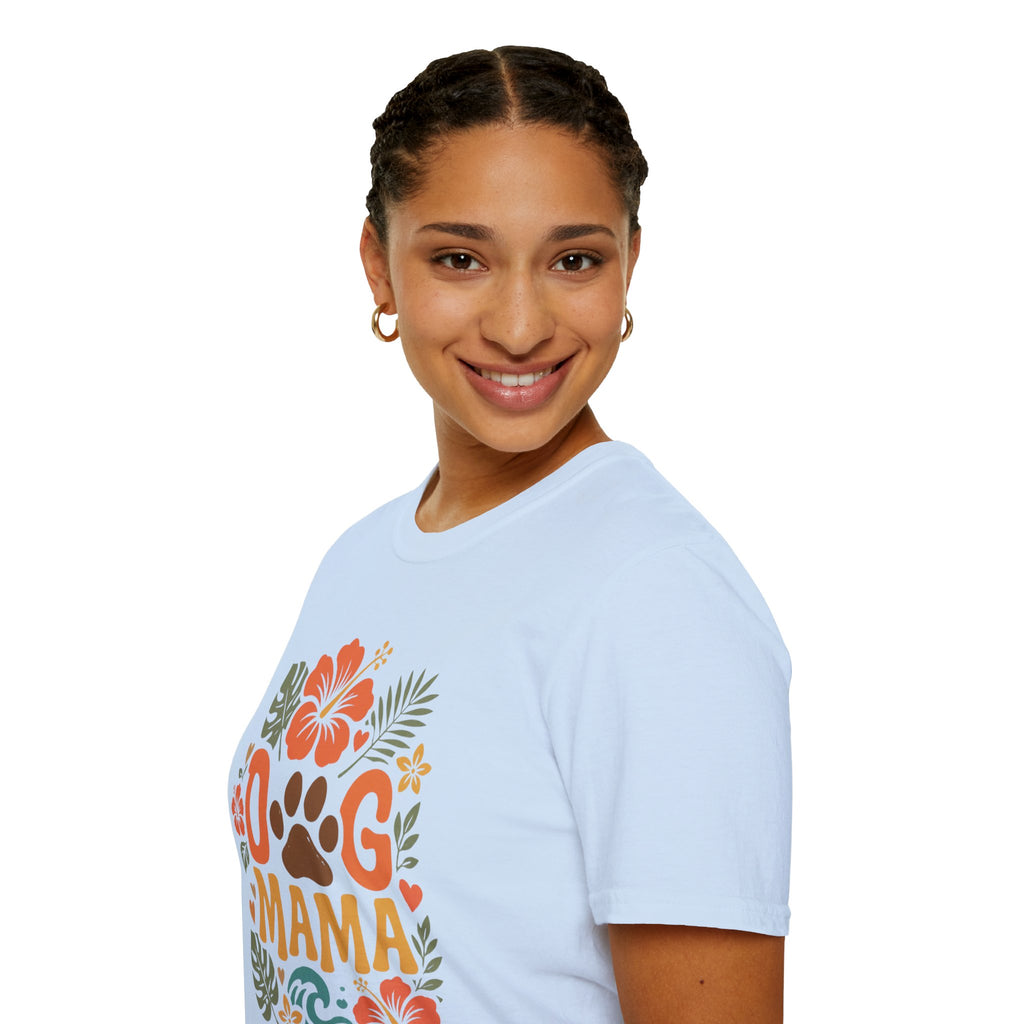 “DOG MAMA” Floral Paw Print Tropical Tee
