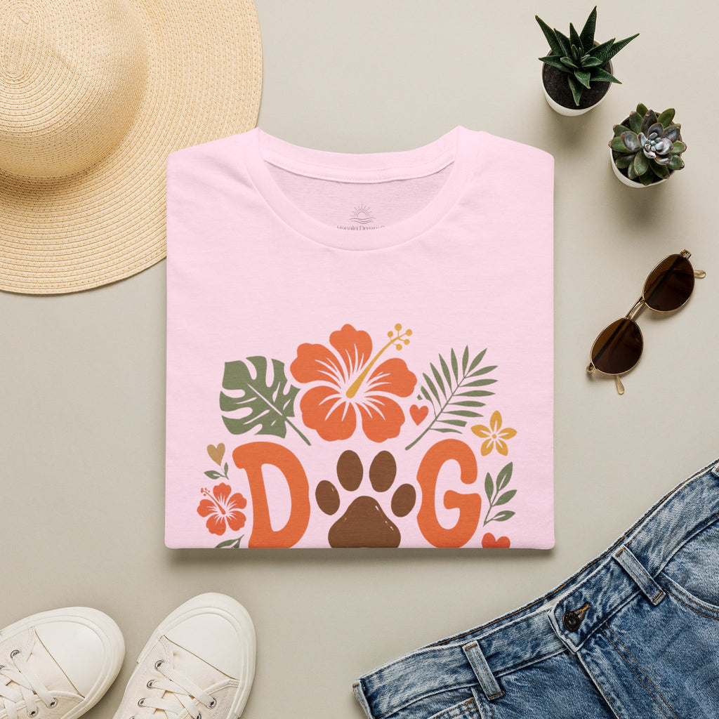 “DOG MAMA” Floral Paw Print Tropical Tee