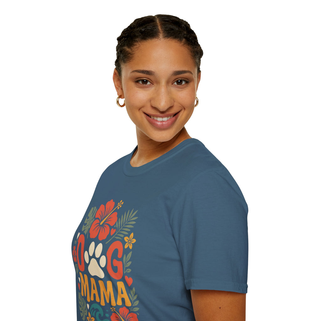“DOG MAMA” Floral Paw Print Tropical Tee