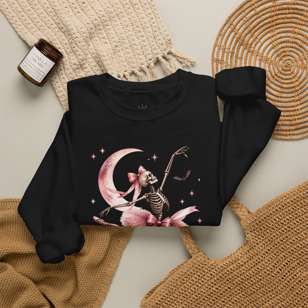Skeleton Ballerina Ballet Dancer Sweatshirt | Halloween Pumpkin Moon