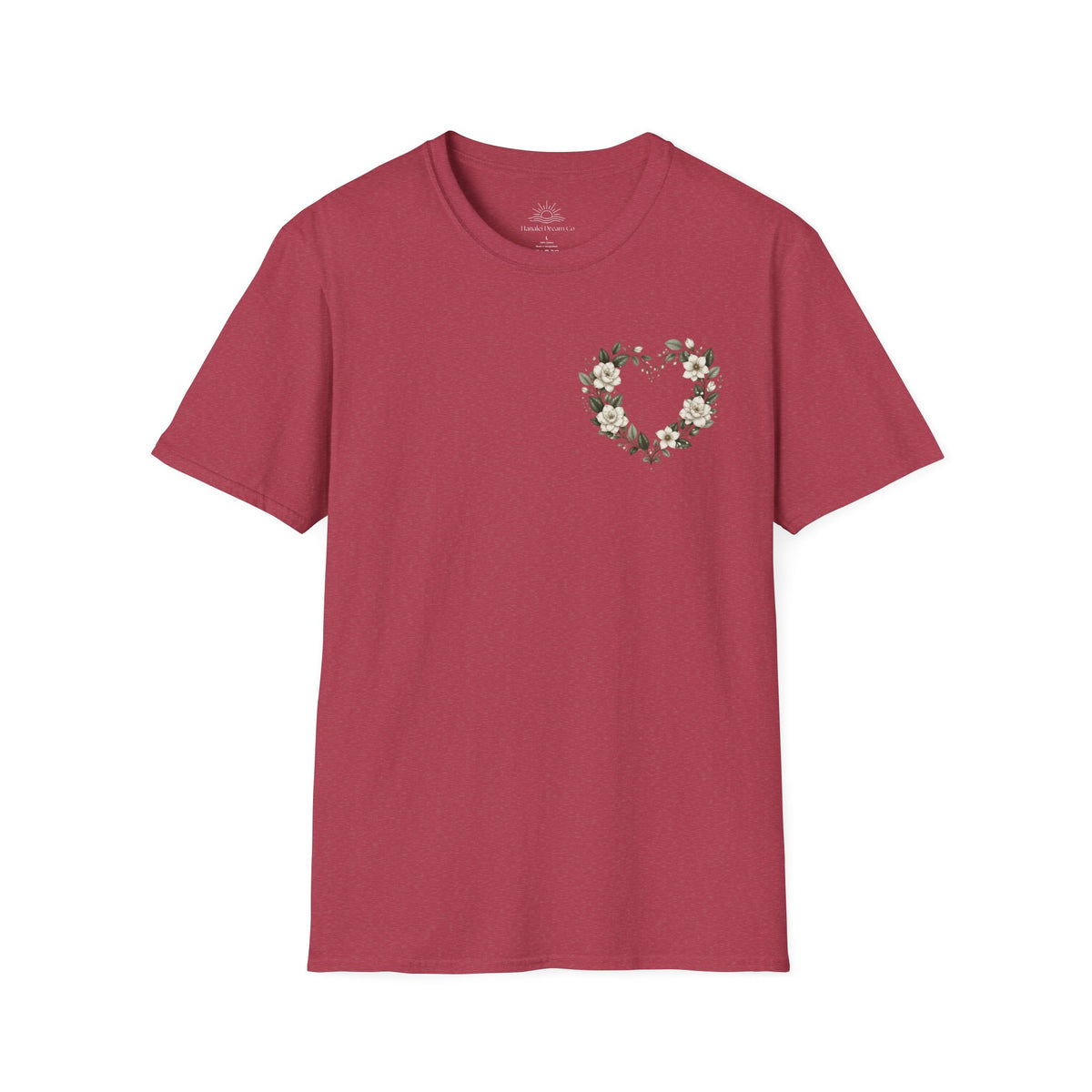 Gardenia Heart Floral Wreath T-Shirt – Botanical