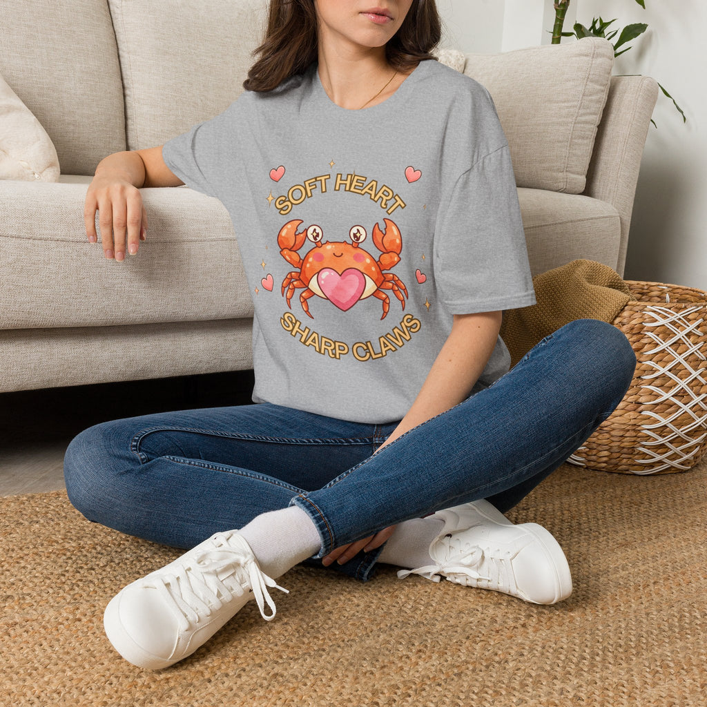 Soft Heart Sharp Claws Cute Crab T-Shirt, Ocean Graphic