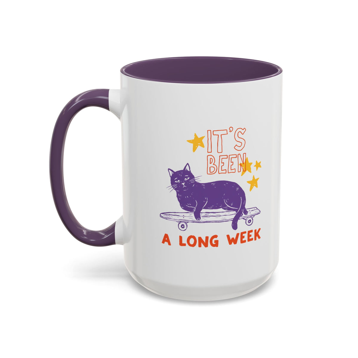 “It’s Been a Long Week” Cat on Skateboard Coffee Mug