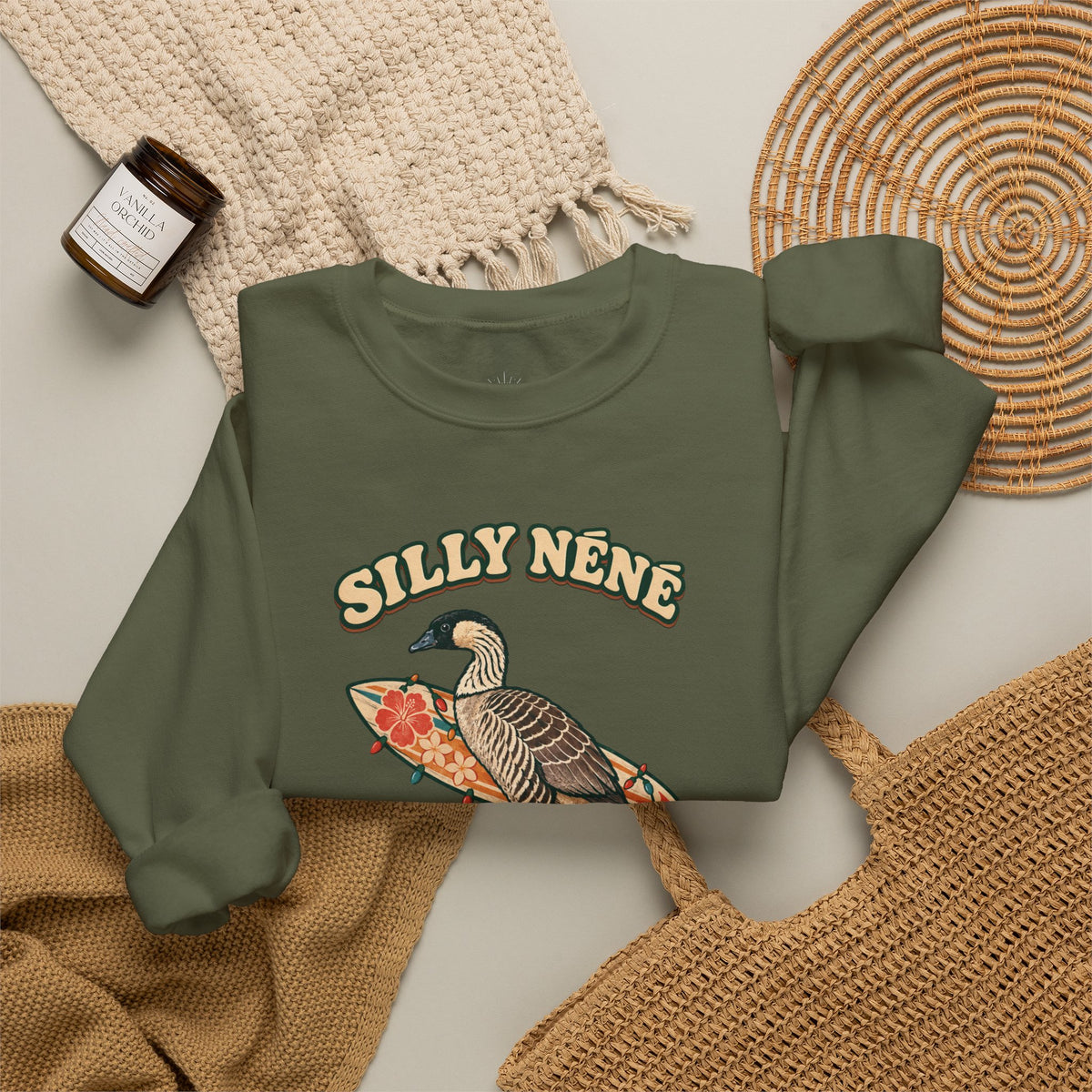 Silly Nēnē Surf Club Christmas Crewneck Sweatshirt – Hawaiian Goose Holiday Sweatshirt