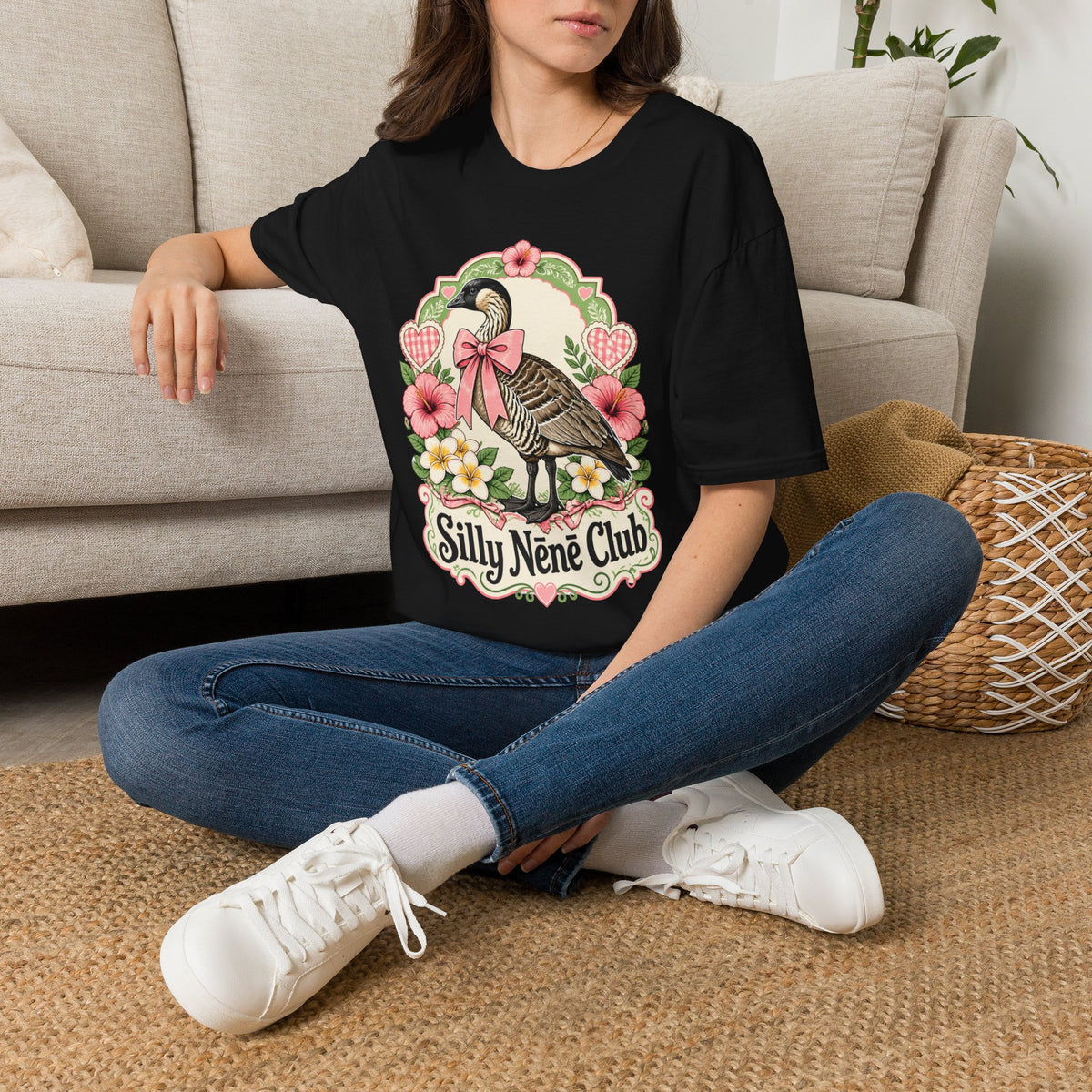 Silly Nēnē Club T-Shirt — Retro Hawaiian Goose Floral