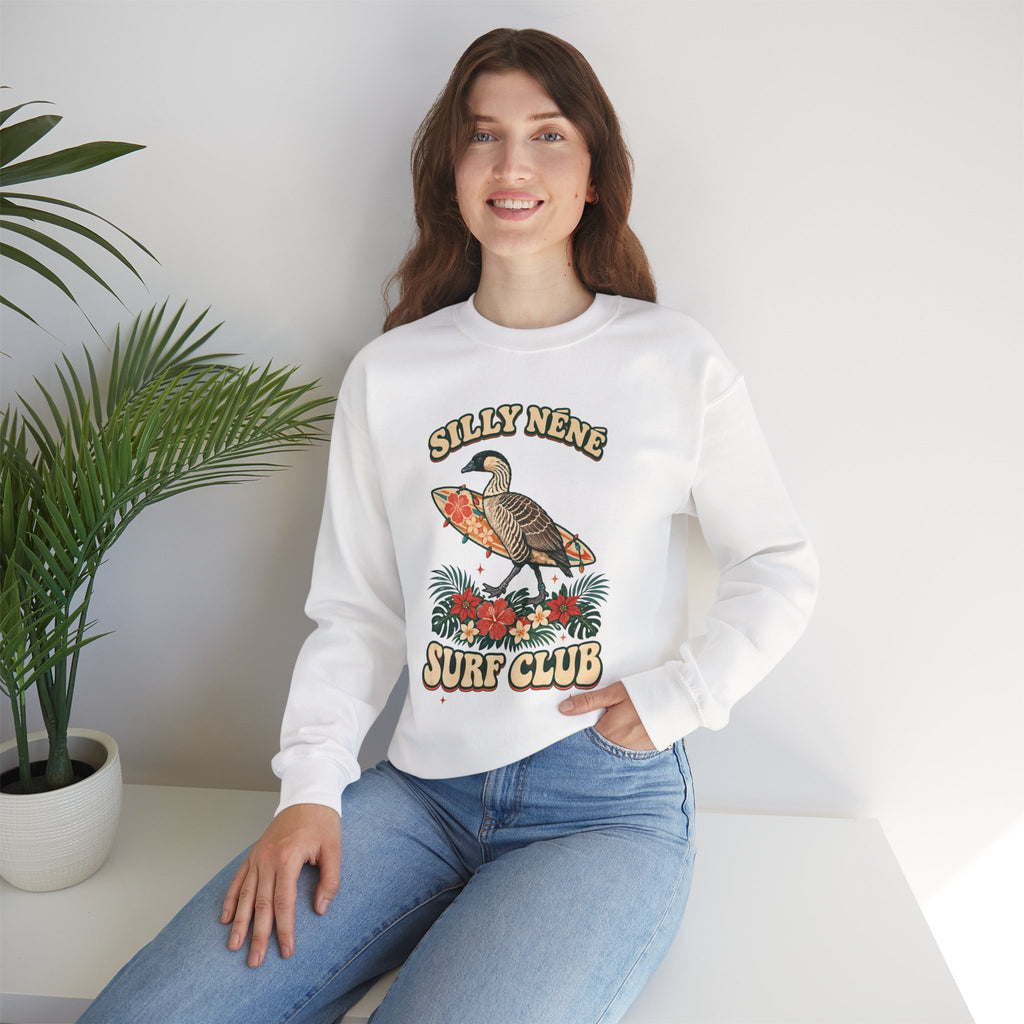 Silly Nēnē Surf Club Christmas Crewneck Sweatshirt – Hawaiian Goose Holiday Sweatshirt