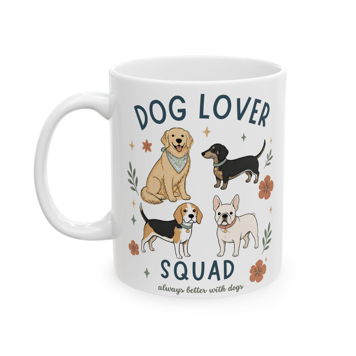 Dog Lover Floral Ceramic Mug