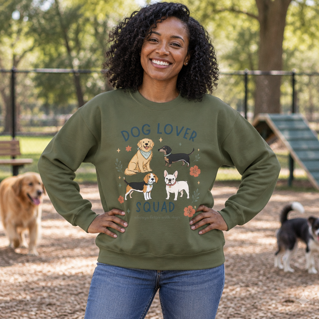 Dog Lover Squad Crewneck Sweatshirt – Cute Dogs Floral