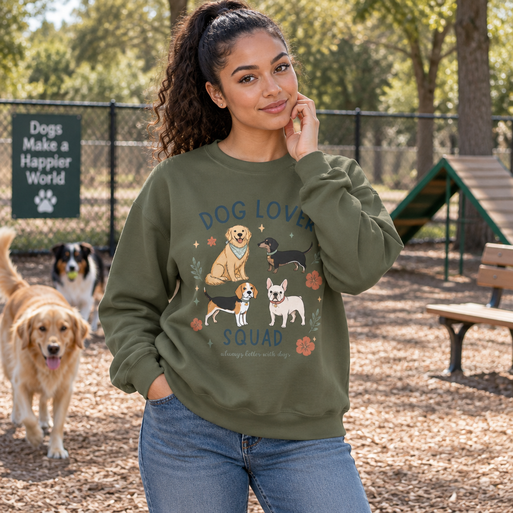 Dog Lover Squad Crewneck Sweatshirt – Cute Dogs Floral