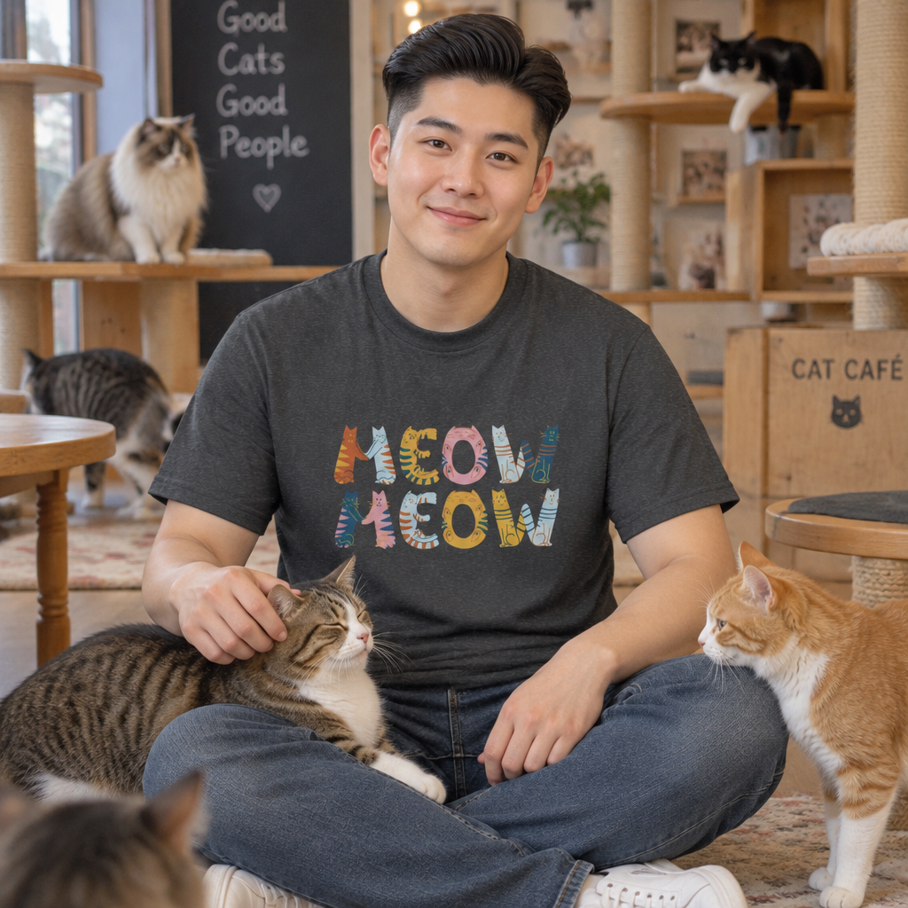 Meow Meow T-Shirt – Cute Cartoon Cats Graphic Tee