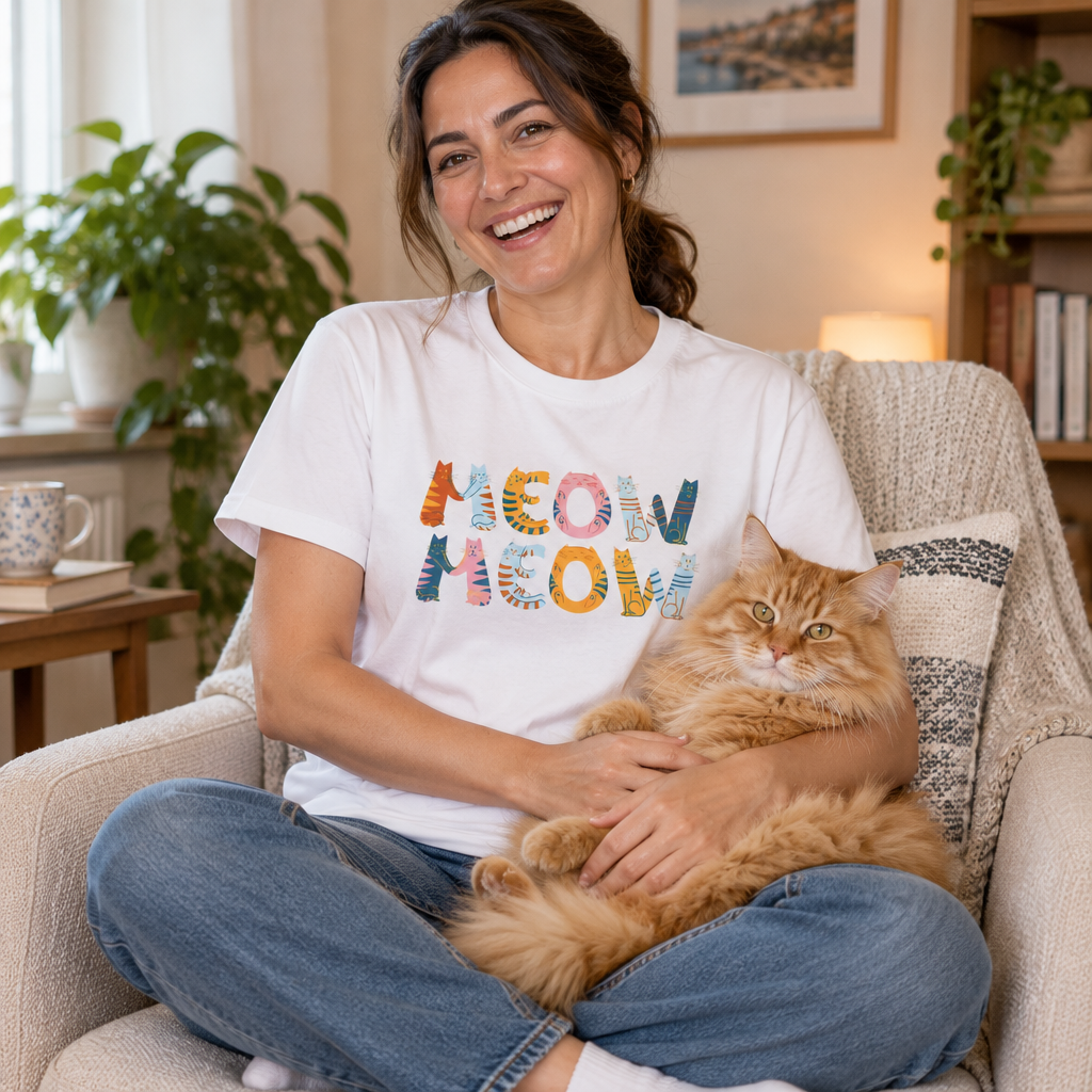 Meow Meow T-Shirt – Cute Cartoon Cats Graphic Tee