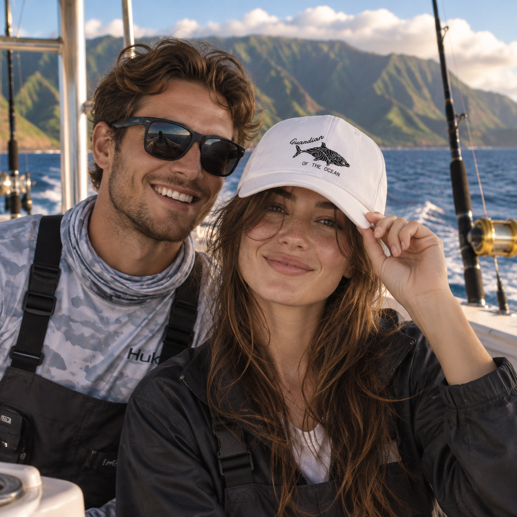 Ocean Guardian Tribal Shark Cap – Embroidered Ocean Hat