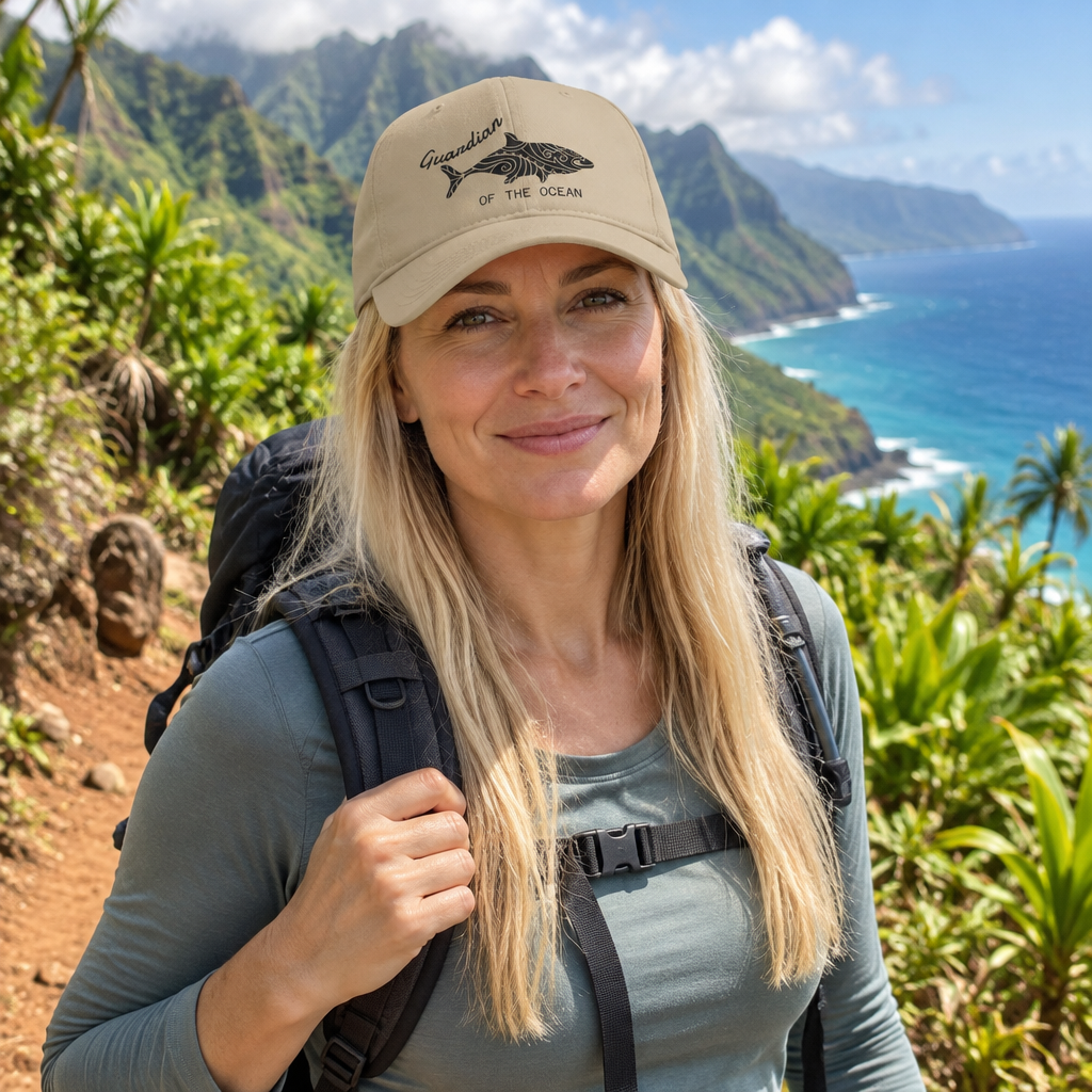 Ocean Guardian Tribal Shark Cap – Embroidered Ocean Hat