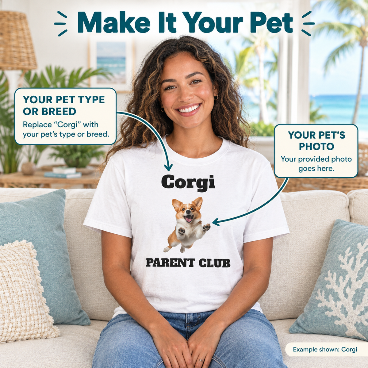 Custom Pet Parent Tee – Personalized Photo & Breed Text