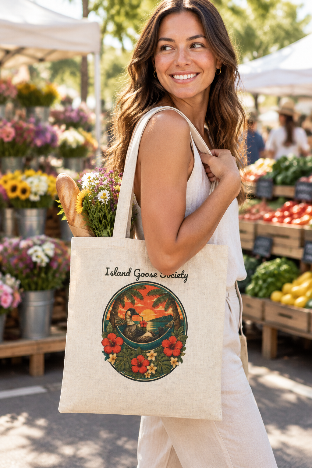 Island Nēnē canvas tote — Natural (farmers market)