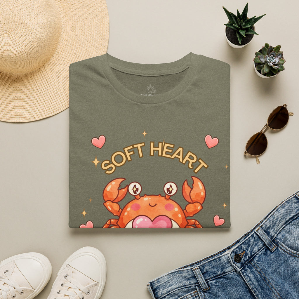 Soft Heart Sharp Claws Cute Crab T-Shirt, Ocean Graphic