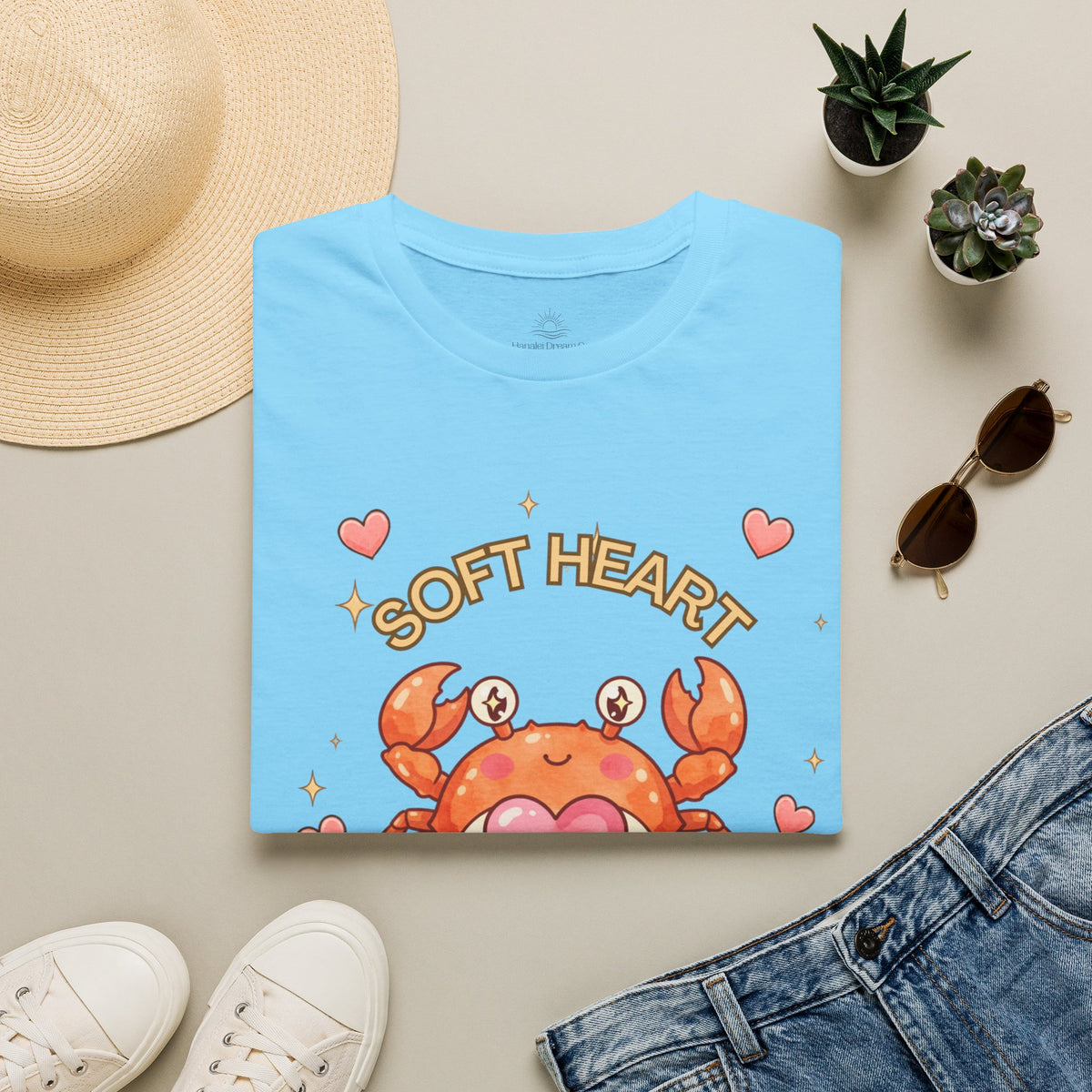 Soft Heart Sharp Claws Cute Crab T-Shirt, Ocean Graphic
