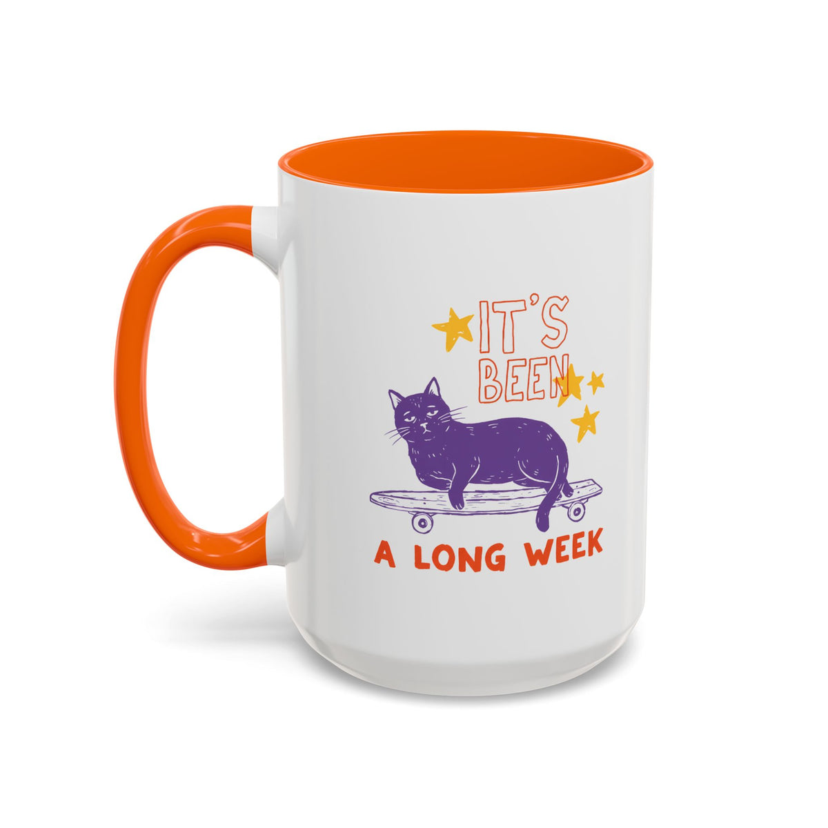 “It’s Been a Long Week” Cat on Skateboard Coffee Mug