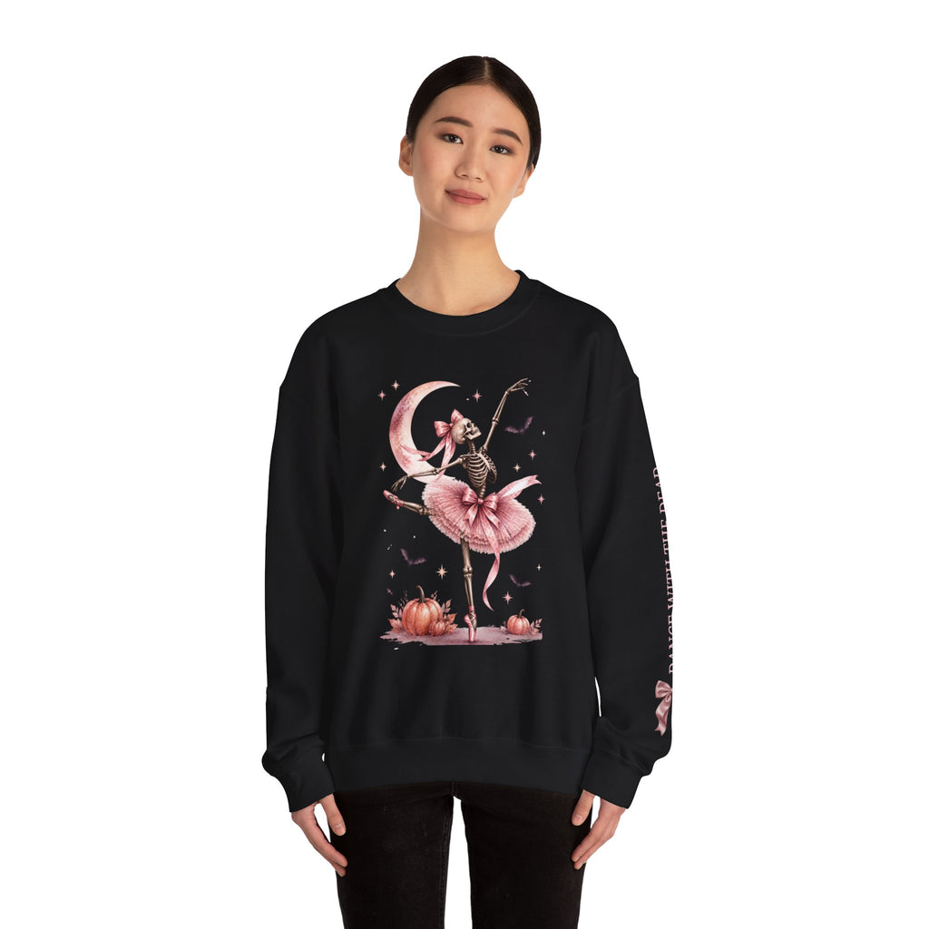 Skeleton Ballerina Ballet Dancer Sweatshirt | Halloween Pumpkin Moon