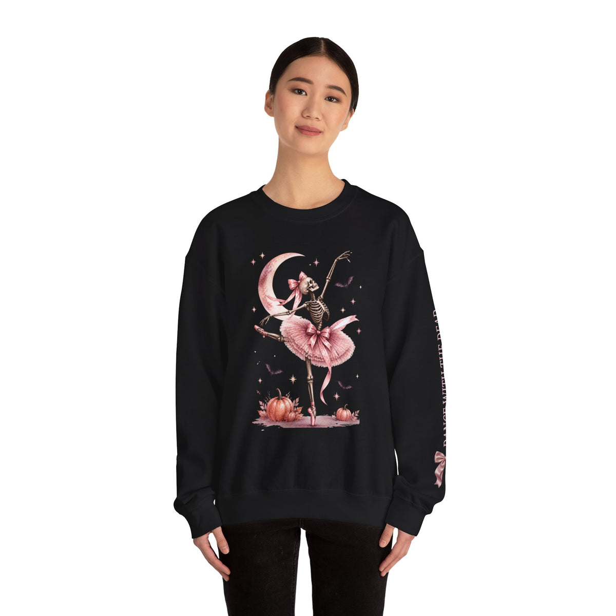 Skeleton Ballerina Ballet Dancer Sweatshirt | Halloween Pumpkin Moon