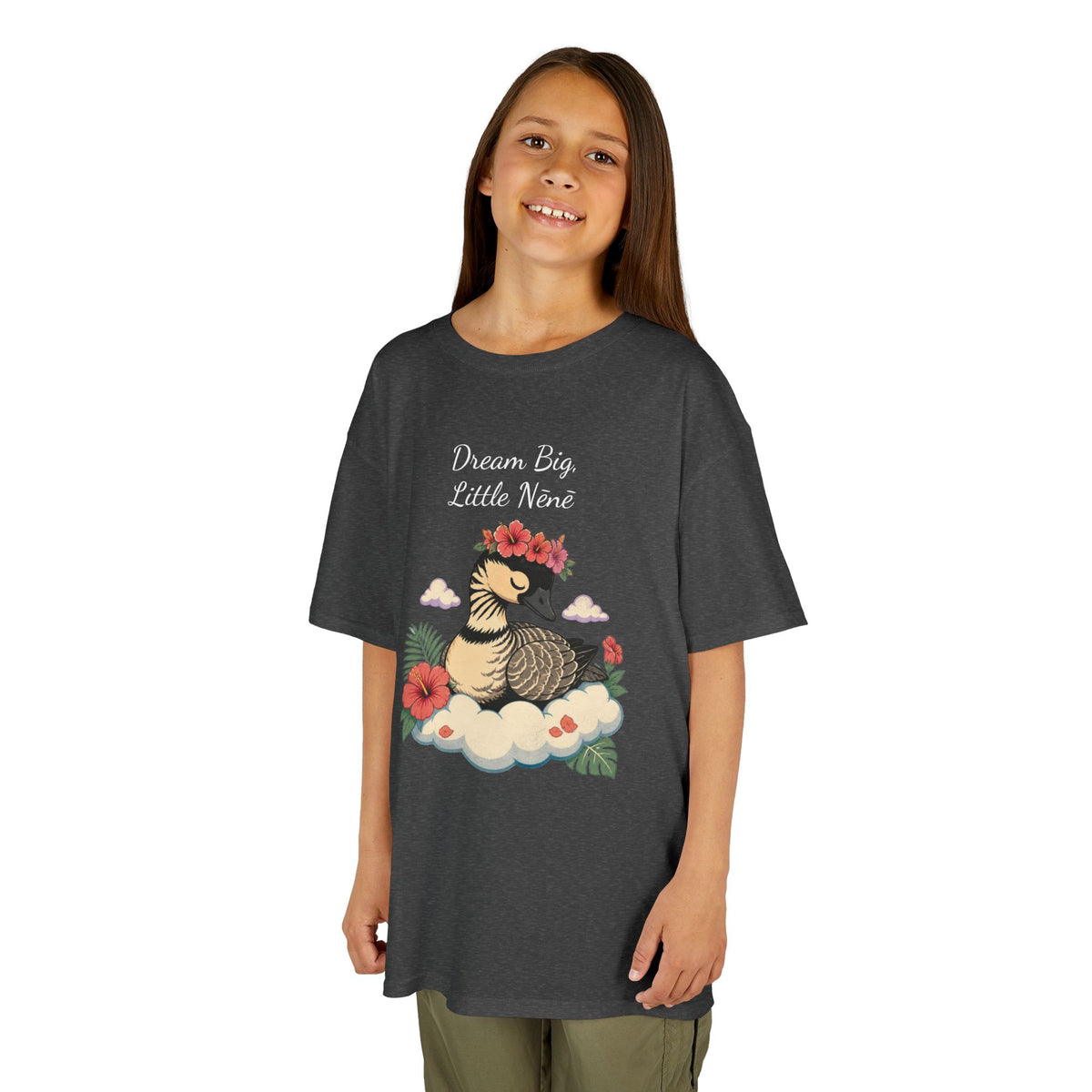 Kids Tee — “Dream Big Little Nēnē” Hawaiian Goose Graphic