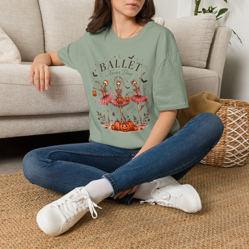 Ballet Never Dies T-Shirt | Halloween Skeleton Ballerina