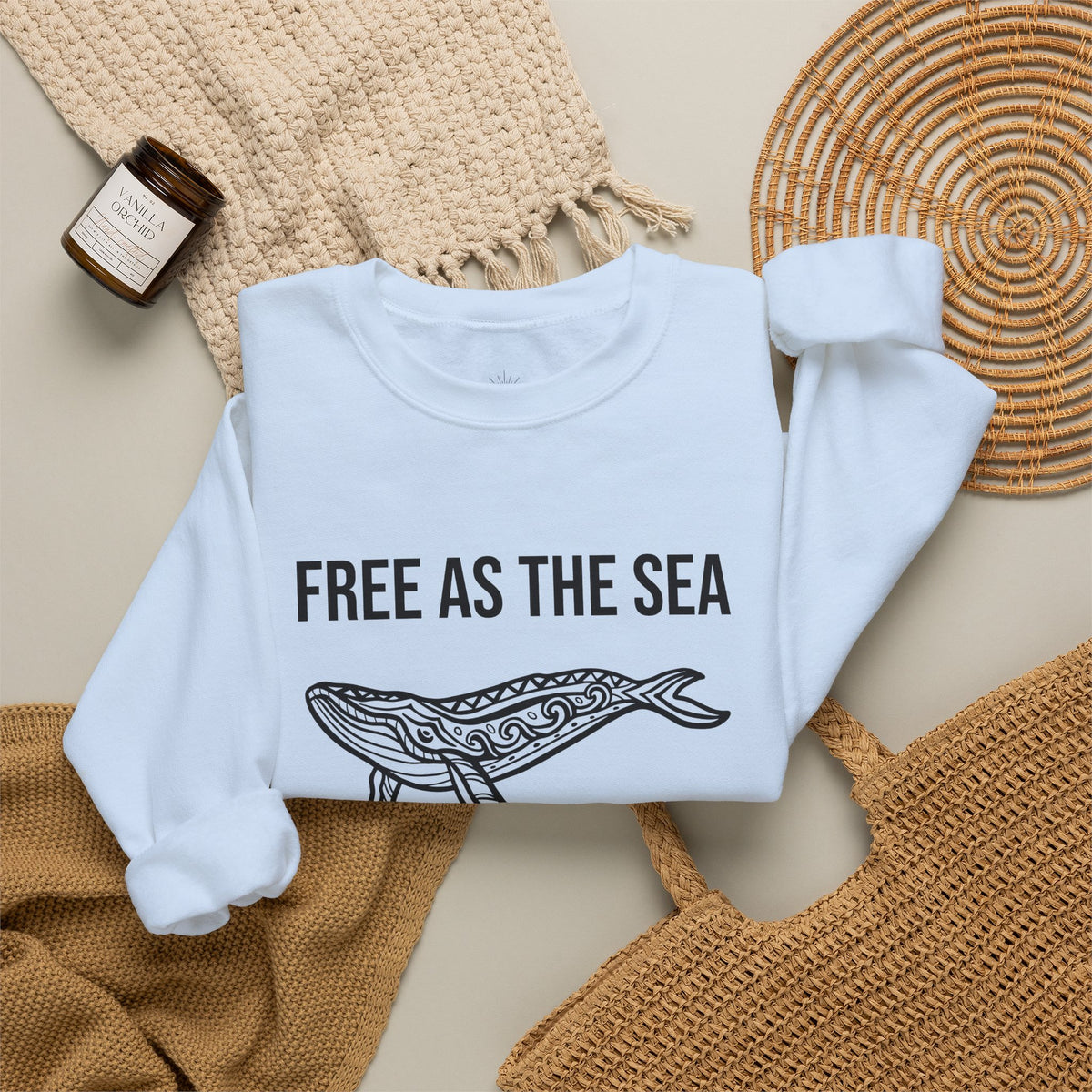 Free As The Sea Whale Sweatshirt – Tribal Ocean Design