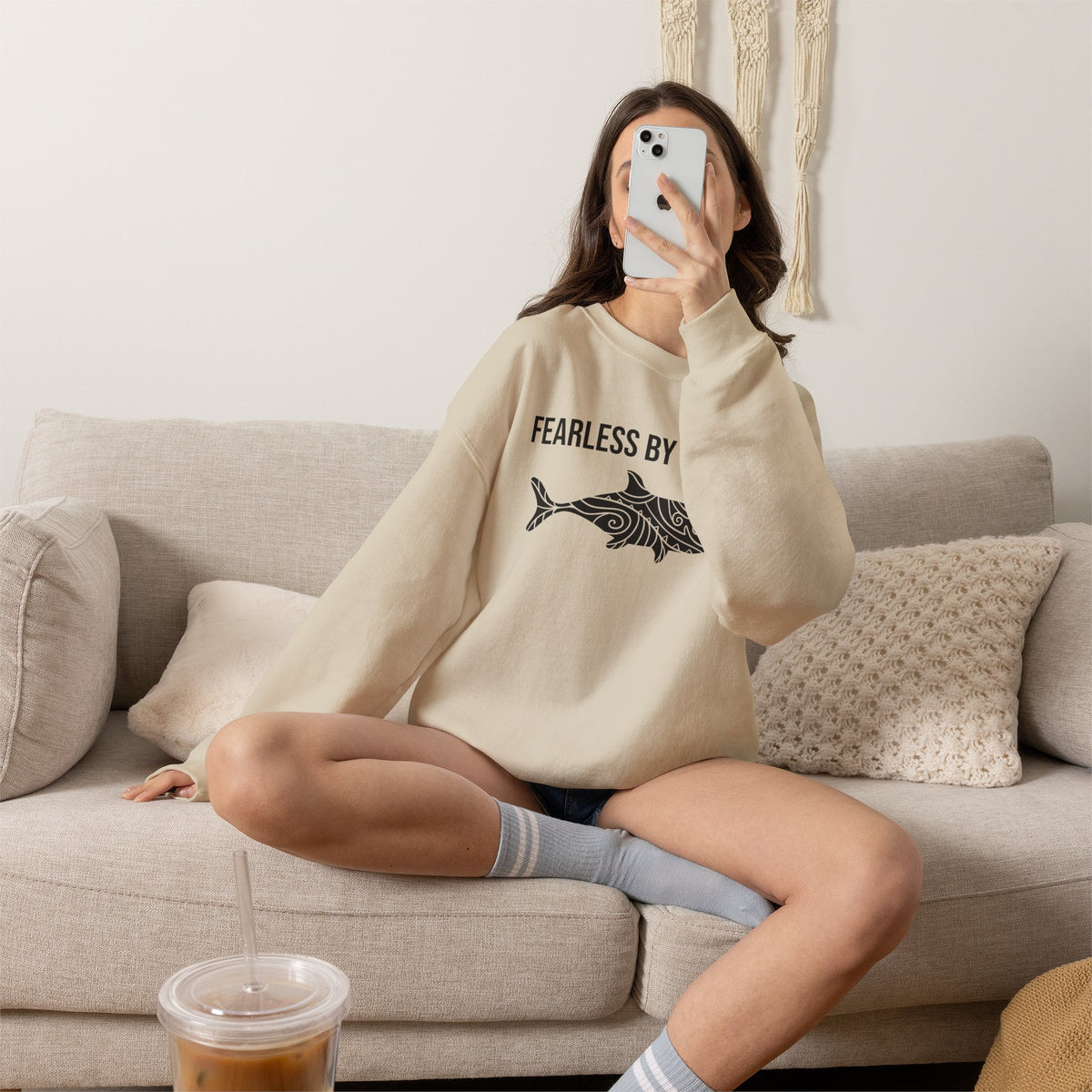 Fearless by Nature Tribal Shark Crewneck Sweatshirt