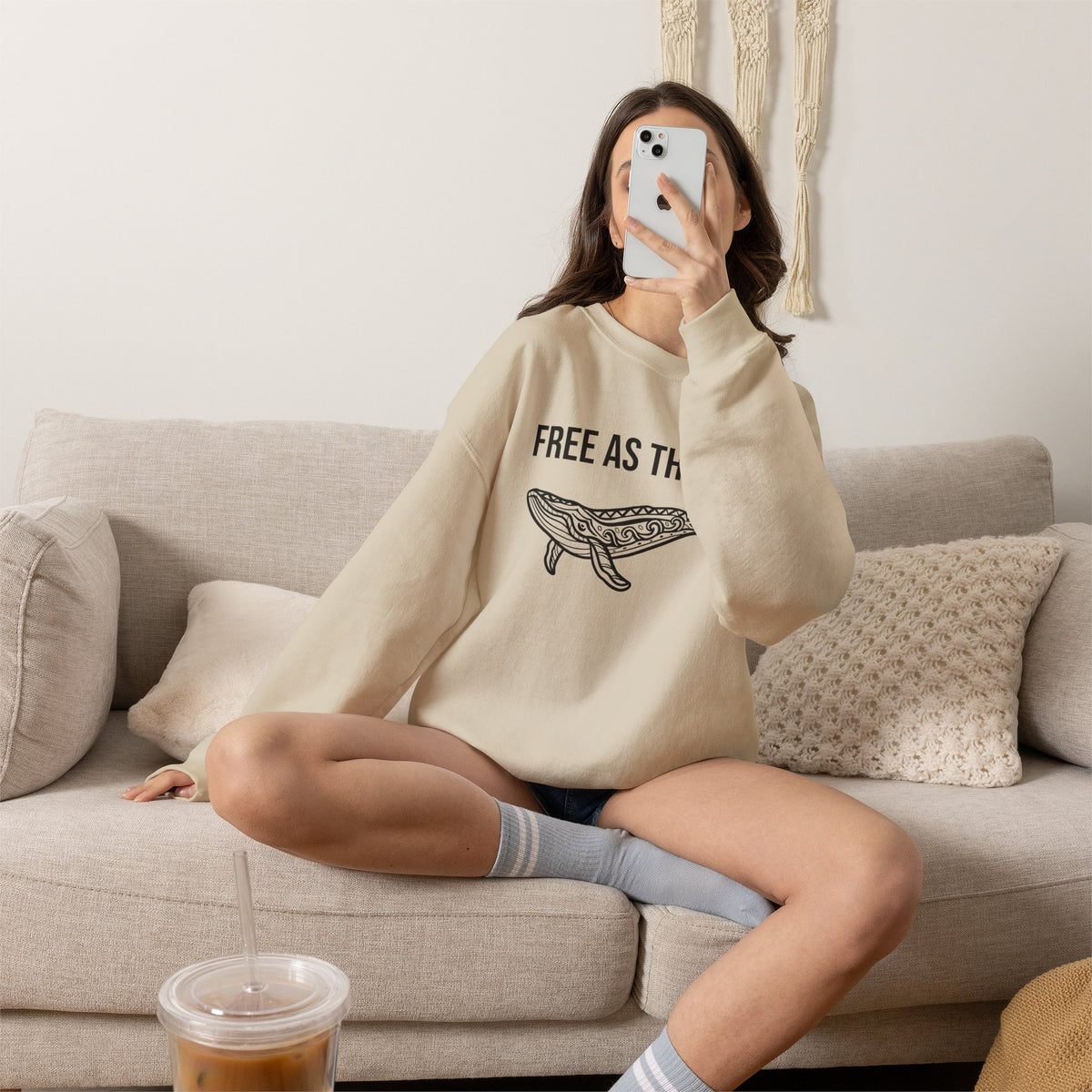 Free As The Sea Whale Sweatshirt – Tribal Ocean Design