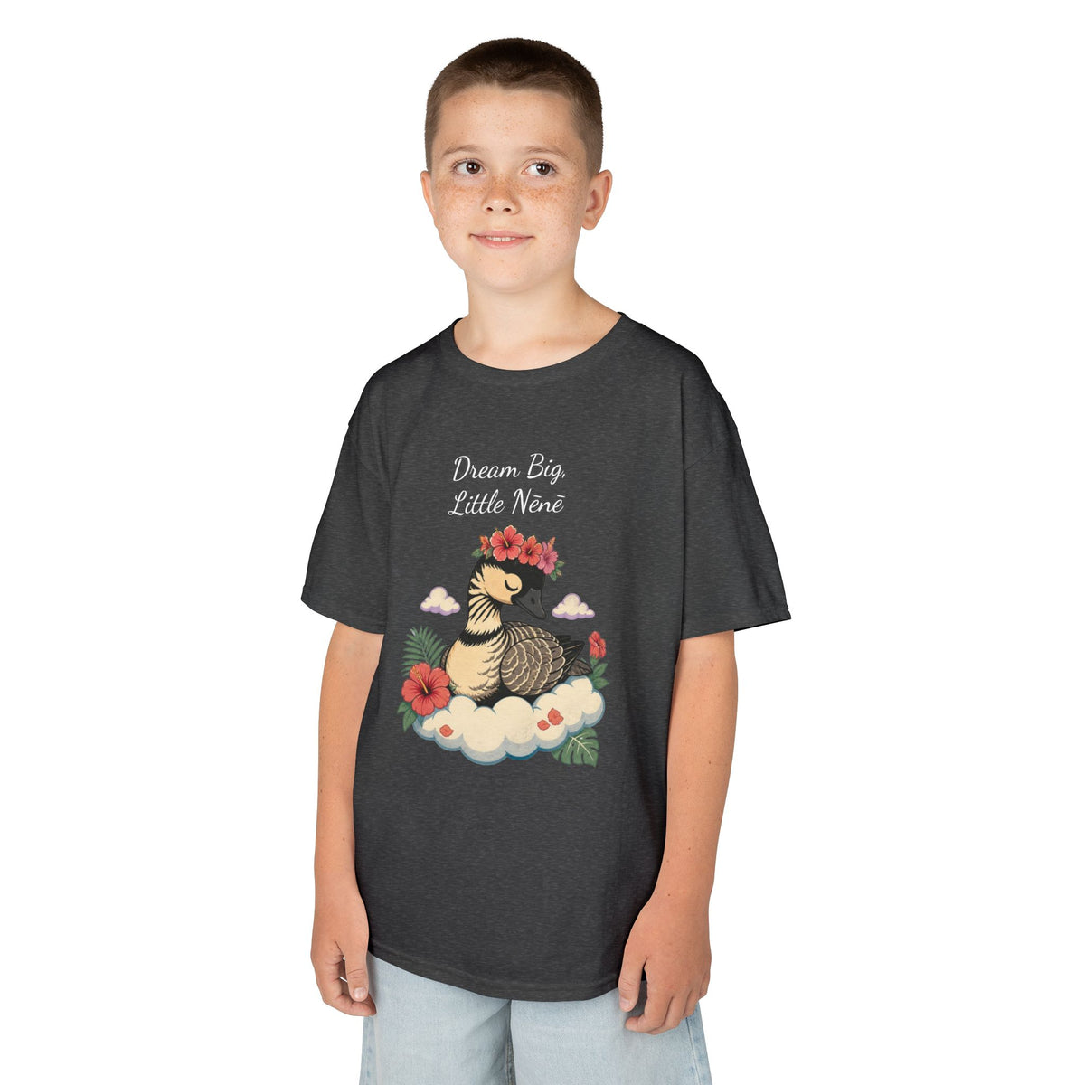 Kids Tee — “Dream Big Little Nēnē” Hawaiian Goose Graphic