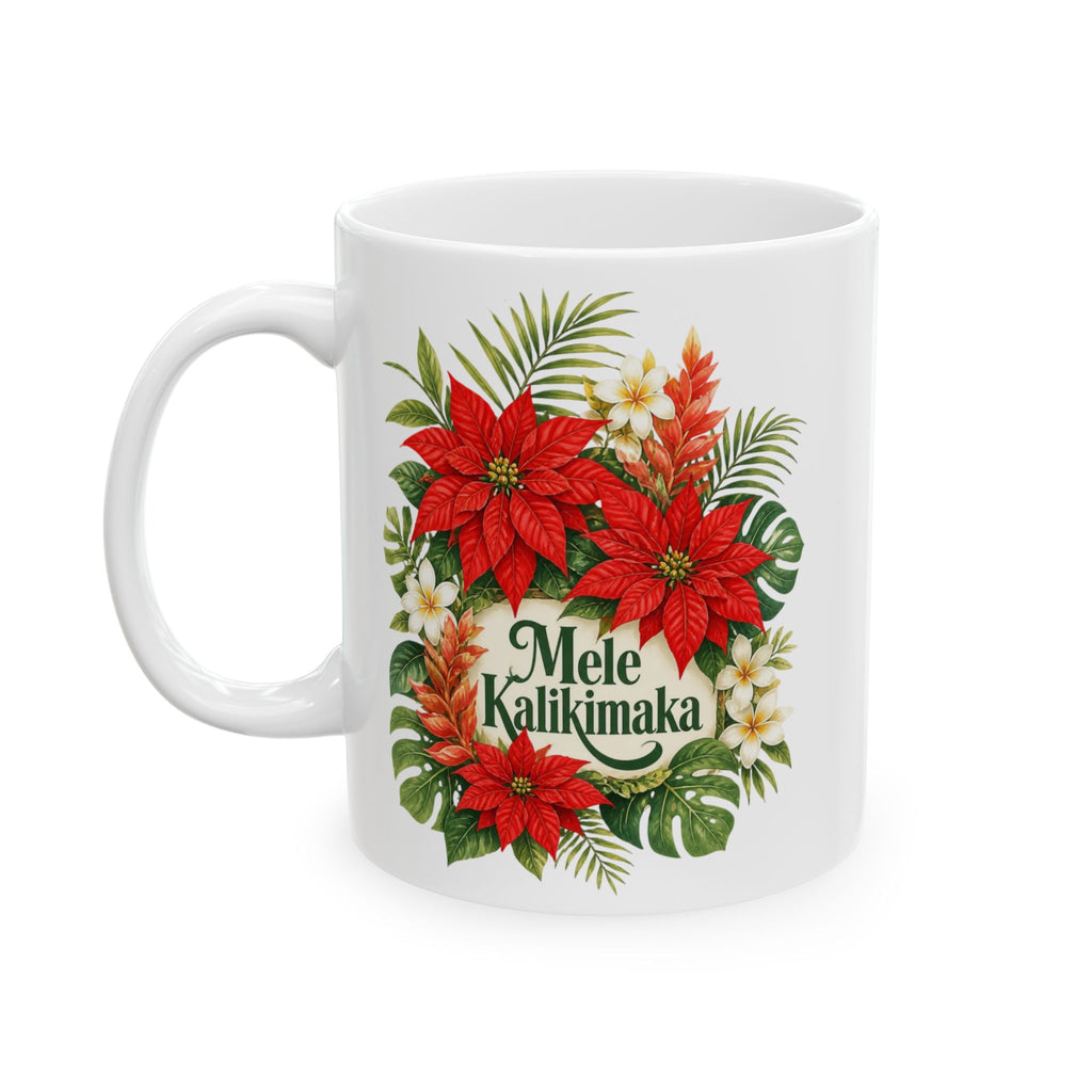 Tropical Poinsettia Holiday Mug – Floral Ceramic Cup