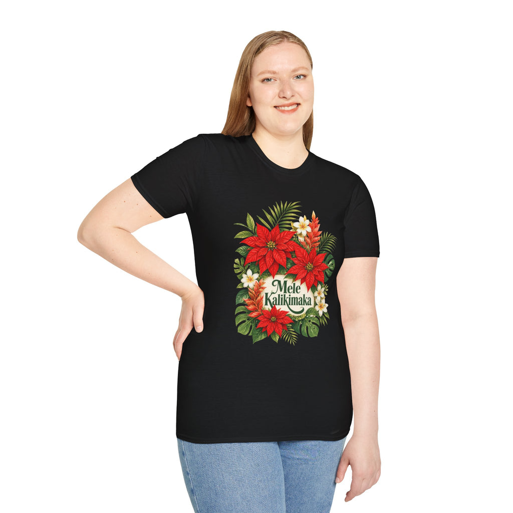 Mele Kalikimaka Poinsettia Holiday T-Shirt