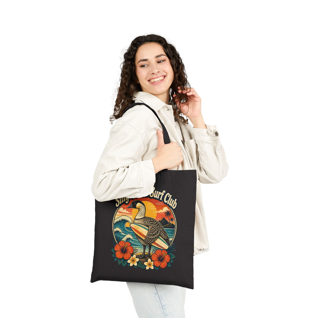 Silly Goose Surf Club Canvas Tote – Retro Hawaiian Nēnē