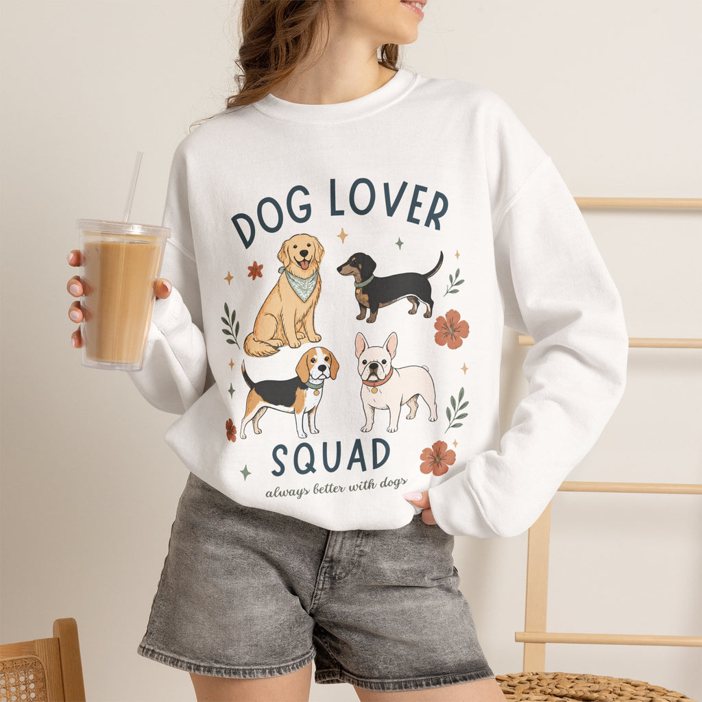 Dog Lover Squad Crewneck Sweatshirt – Cute Dogs Floral